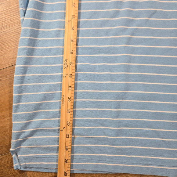 Vintage JC Penney Fox Polo Shirt Mens XL Blue Striped 80s Preppy Golf Classic - Picture 4 of 6